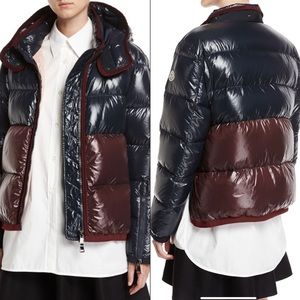 Moncler Cotinus Colorblocked Shiny Quilted Coat
